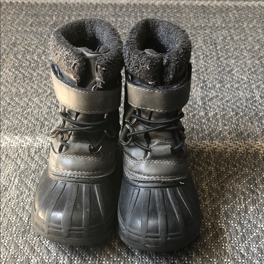 Black Winter Ankle snow Boots with Fleece Cuff